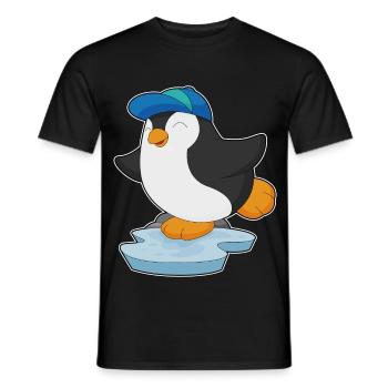 École de casquette d’élève pingouin - T-shirt homme - noir - Devant - AI Model Male 178 light (178cm)