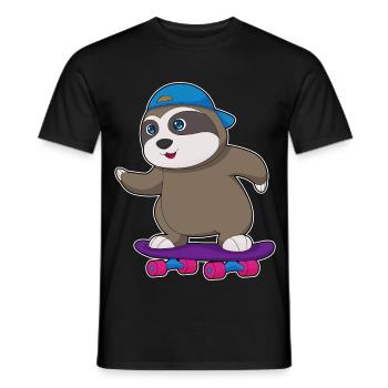 Sloth Skater Skateboard Sport - Men's T-Shirt - black - Front - AI Model Male 178 light (178cm)