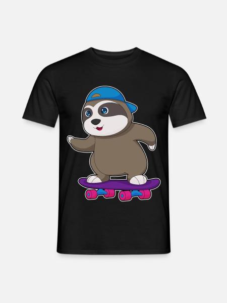 Faultier Skater Skateboard Sport - Männer T-Shirt - Schwarz