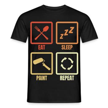 Manger Sommeil Peinture Répéter - T-shirt homme - noir - Devant - AI Model Male 178 light (178cm)