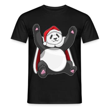Chapeau de père Noël Panda - T-shirt homme - noir - Devant - AI Model Male 178 light (178cm)