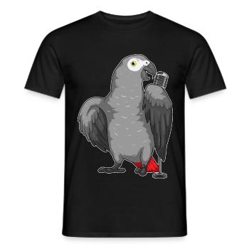 Parrot Singer Microphone Singing - Men's T-Shirt - black - Front - AI Model Male 178 light (178cm)