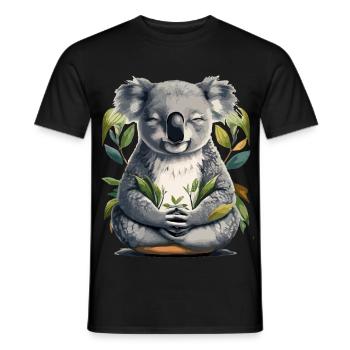 Méditation Koala - T-shirt homme - noir - Devant - AI Model Male 178 light (178cm)