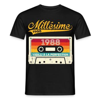 Millésime 1988 Cadeau 35 Ans Anniversaire Humour - T-shirt homme - noir - Devant - AI Model Male 178 light (178cm)