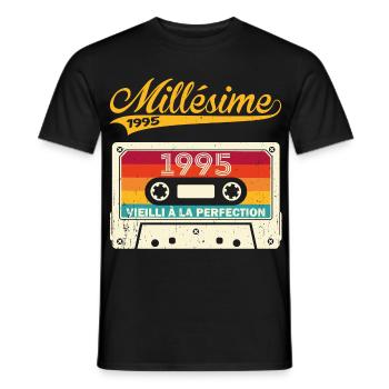 Millésime 1995 Cadeau 28 Ans Anniversaire Humour - T-shirt homme - noir - Devant - AI Model Male 178 light (178cm)