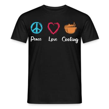 Peace Love Cooking - Men's T-Shirt - black - Front - AI Model Male 178 light (178cm)