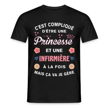 Cadeau Humoristique Infirmière Princesse - T-shirt homme - noir - Devant - AI Model Male 178 light (178cm)