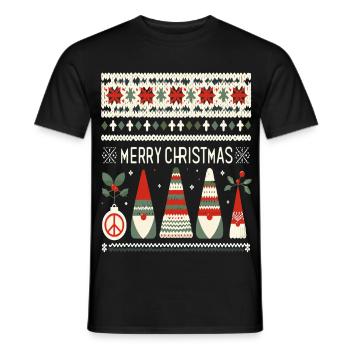 Christmas Gnomes Strickmuster - Männer T-Shirt - Schwarz - Vorne - AI Model Male 178 light (178cm)