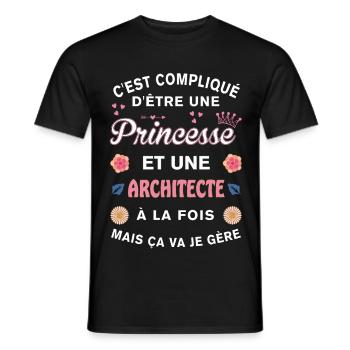 Cadeau Humoristique architecte Princesse - T-shirt homme - noir - Devant - AI Model Male 178 light (178cm)