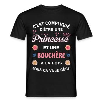 Cadeau Humoristique Bouchère Princesse - T-shirt homme - noir - Devant - AI Model Male 178 light (178cm)