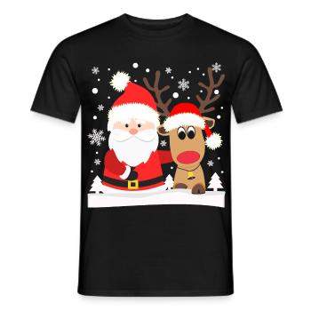 Père Noël avec renne Père Noël Noël - T-shirt homme - noir - Devant - AI Model Male 178 light (178cm)