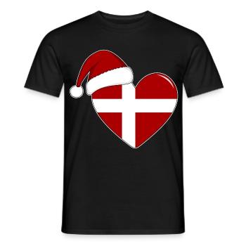 Coeur de Noël drapeau Danemark - T-shirt homme - noir - Devant - AI Model Male 178 light (178cm)