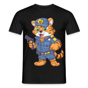 Tiger Polizist - Männer T-Shirt - Schwarz - Vorne - AI Model Male 178 light (178cm)