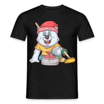 Curling Polar Bear - Men's T-Shirt - black - Front - AI Model Male 178 light (178cm)