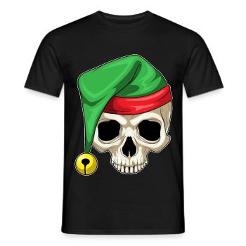 Totenkopf Weihnachten Weihnachtsmütze - Männer T-Shirt - Schwarz - Vorne - AI Model Male 178 light (178cm)
