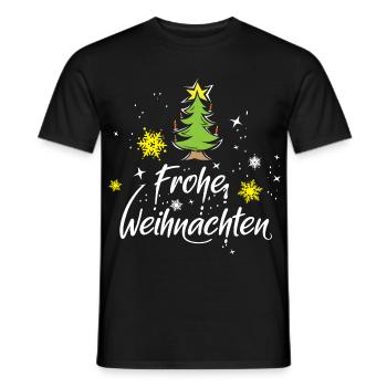 frohe Weihnachten Symbol Baum Christbaum Sterne - Männer T-Shirt - Schwarz - Vorne - AI Model Male 178 light (178cm)
