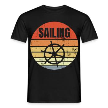 Veliero a timone - T-shirt uomo - nero - Fronte - AI Model Male 178 light (178cm)