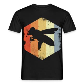 Dessin d’abeille mellifère Vintage - T-shirt homme - noir - Devant - AI Model Male 178 light (178cm)
