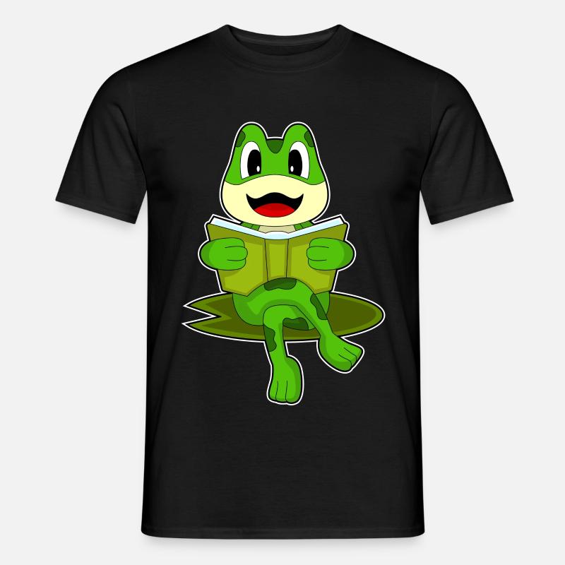 Frosch Nerd Buch - Männer T-Shirt - Schwarz