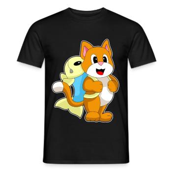 Cat Student Backpack School - Men's T-Shirt - black - Front - AI Model Male 178 light (178cm)