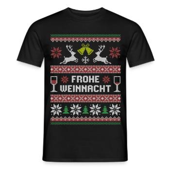 Frohe Weinnacht – Ugly XMAS Sweater & Wein - Männer T-Shirt - Schwarz - Vorne - AI Model Male 178 light (178cm)