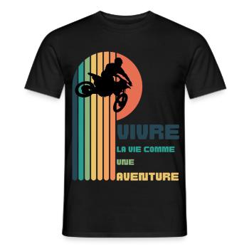 Vivre la Vie comme une Aventure - Moto Cross - T-shirt homme - noir - Devant - AI Model Male 178 light (178cm)