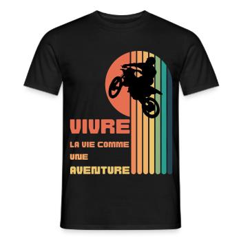 Vivre la Vie comme une Aventure - Moto Cross - T-shirt homme - noir - Devant - AI Model Male 178 light (178cm)