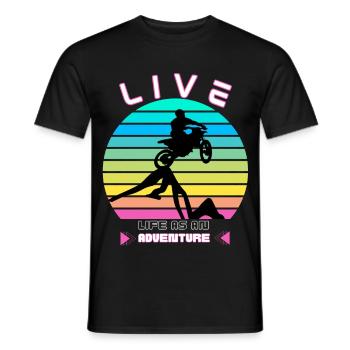 Vivre la Vie comme une Aventure - Moto Cross - T-shirt homme - noir - Devant - AI Model Male 178 light (178cm)