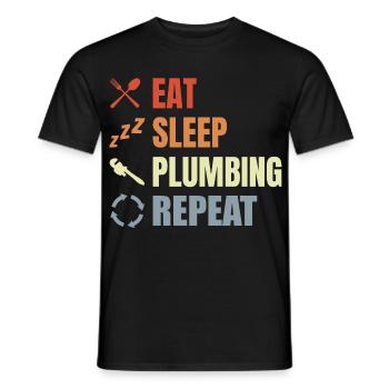 Manger Sommeil Plomberie Répéter - T-shirt homme - noir - Devant - AI Model Male 178 light (178cm)