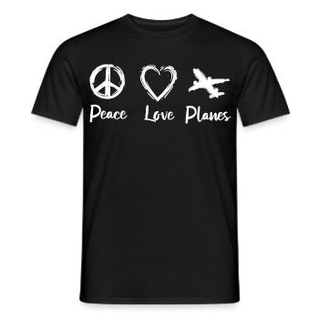 Peace Love Planes - Männer T-Shirt - Schwarz - Vorne - AI Model Male 178 light (178cm)