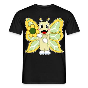 Butterfly Flower - Men's T-Shirt - black - Front - AI Model Male 178 light (178cm)