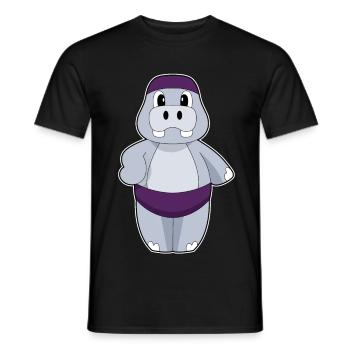 Été du bonnet de baignade hippopotame - T-shirt homme - noir - Devant - AI Model Male 178 light (178cm)