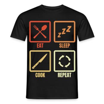 Mangez, dormez, cuisinez, répétez - T-shirt homme - noir - Devant - AI Model Male 178 light (178cm)