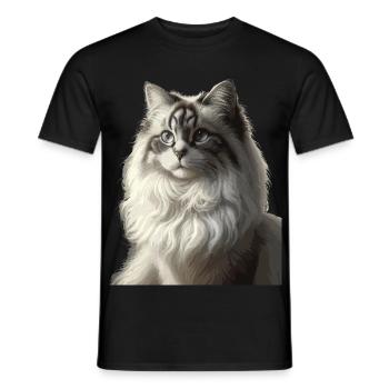 Fluffy Cat Face Portrait - Men's T-Shirt - black - Front - AI Model Male 178 light (178cm)