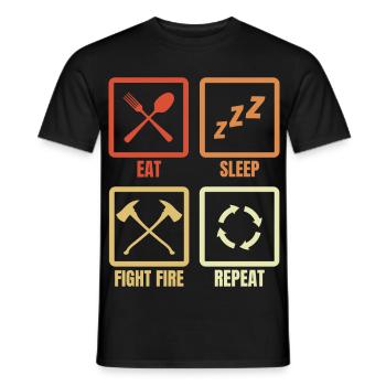 Eat Sleep Fight Fire - Men's T-Shirt - black - Front - AI Model Male 178 light (178cm)