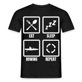 Eating, sleeping, rowing, repeating - Men's T-Shirt - black - Front - AI Model Male 178 light (178cm)