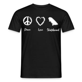 Planche à roulettes Peace Love - T-shirt homme - noir - Devant - AI Model Male 178 light (178cm)