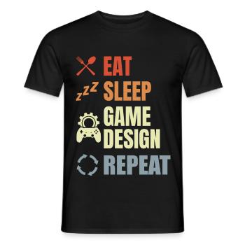 Eat Sleep Game Design Repeat - Männer T-Shirt - Schwarz - Vorne - AI Model Male 178 light (178cm)