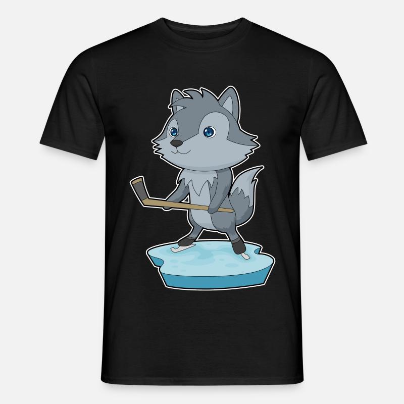 Wolf Eishockey Eishockeyschläger - Männer T-Shirt - Schwarz