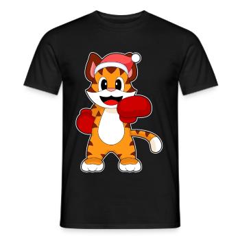 Tiger Weihnachten Boxen - Männer T-Shirt - Schwarz - Vorne - AI Model Male 178 light (178cm)
