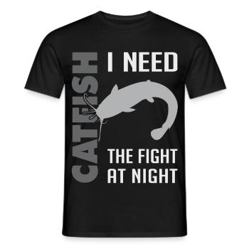Combat de pêche au poisson-chat avec le poisson-chat fort - T-shirt homme - noir - Devant - AI Model Male 178 light (178cm)