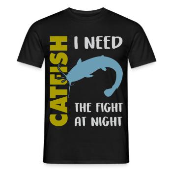 Combat de pêche au poisson-chat avec le poisson-chat fort - T-shirt homme - noir - Devant - AI Model Male 178 light (178cm)