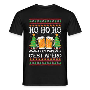 Pull Moche Noël Humour Noel Apéro Cadeau Famille - T-shirt homme - noir - Devant - AI Model Male 178 light (178cm)