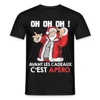 OH OH OH Cadeaux Apéro Humour Noël Famille Pull - T-shirt homme - noir - Devant - AI Model Male 178 light (178cm)
