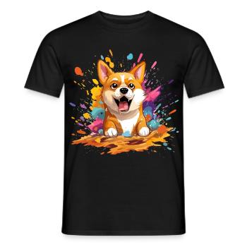 Doge coin color Splash - Men's T-Shirt - black - Front - AI Model Male 178 light (178cm)