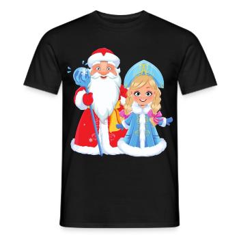 Ded Moroz Snegurotschka russischer Weihnachtsmann - Männer T-Shirt - Schwarz - Vorne - AI Model Male 178 light (178cm)