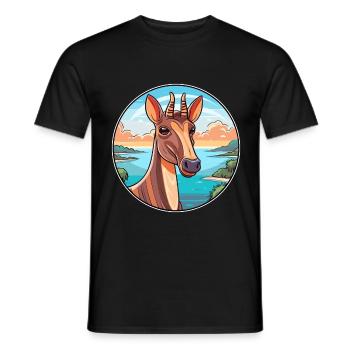 Okapi Aquarelle Cartoon Kawaii Clipart Animal - T-shirt homme - noir - Devant - AI Model Male 178 light (178cm)