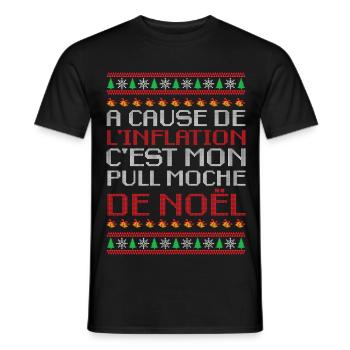 Pull Moche De Noël Humour Cadeau Famille Inflation - T-shirt homme - noir - Devant - AI Model Male 178 light (178cm)