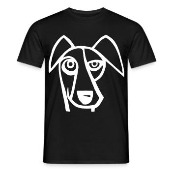 Funny White Dog - Men's T-Shirt - black - Front - AI Model Male 178 light (178cm)