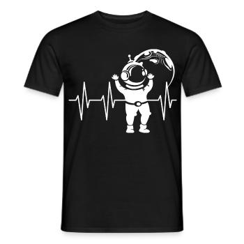 Heartbeat Astronaut Comic Pulse Space ECG Symbol - Men's T-Shirt - black - Front - AI Model Male 178 light (178cm)